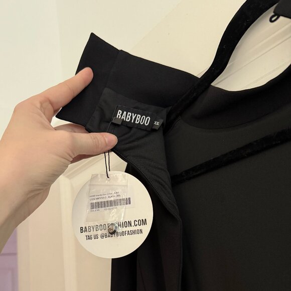 Babyboo - Imelda Maxi Dress, Black, Open Back, High Neck, Button Details, XXL - Picture 3 of 9